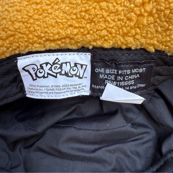 Eevee Bucket Hat One Size Yellow Pokemon Faux Fur Fuzzy Kawaii Gamer Nerd - Picture 8 of 9
